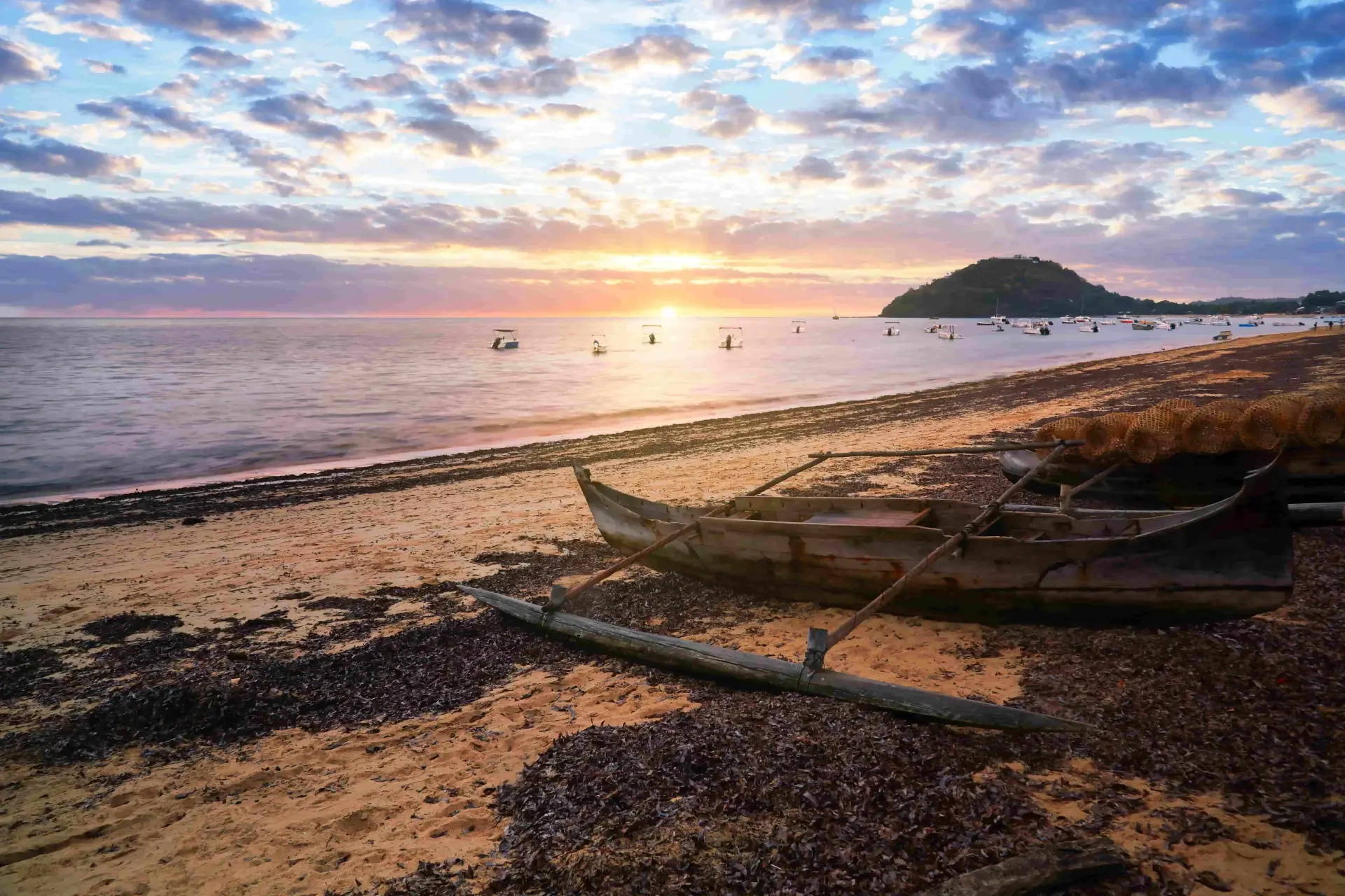 Sunset over the sea in Nosy Be